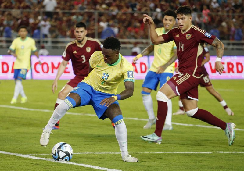 Soccer-Brazil Held 1-1 By Venezuela, Vinicius Misses Penalty