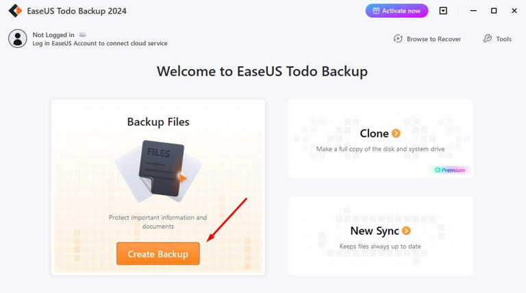 Create Backup option in the EaseUS Tool.