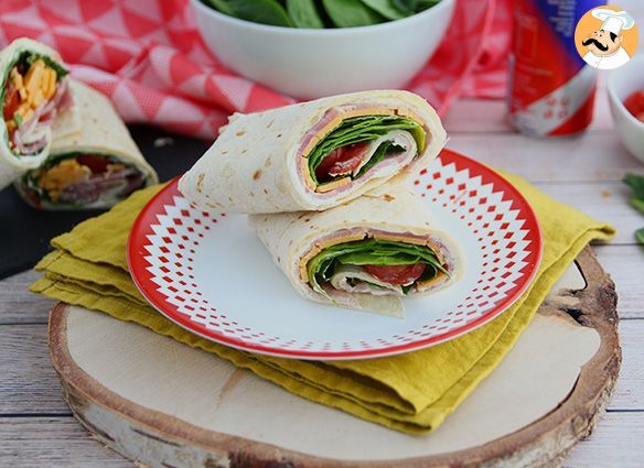 Spinat-cheddar-schinken-wraps