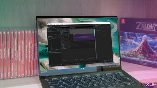 A Windows 11 laptop running Adobe Audition