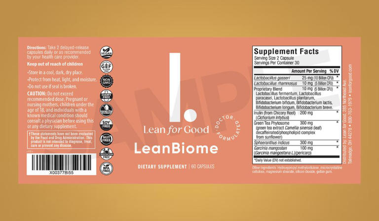 LeanBiome Supplement Label