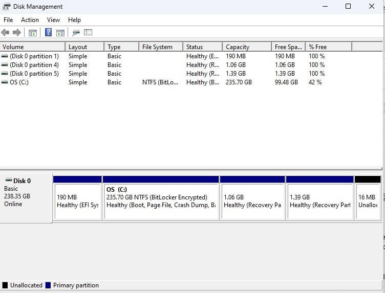 Right-click on a partition to easily format or completely delete data using Windows Disk Management.