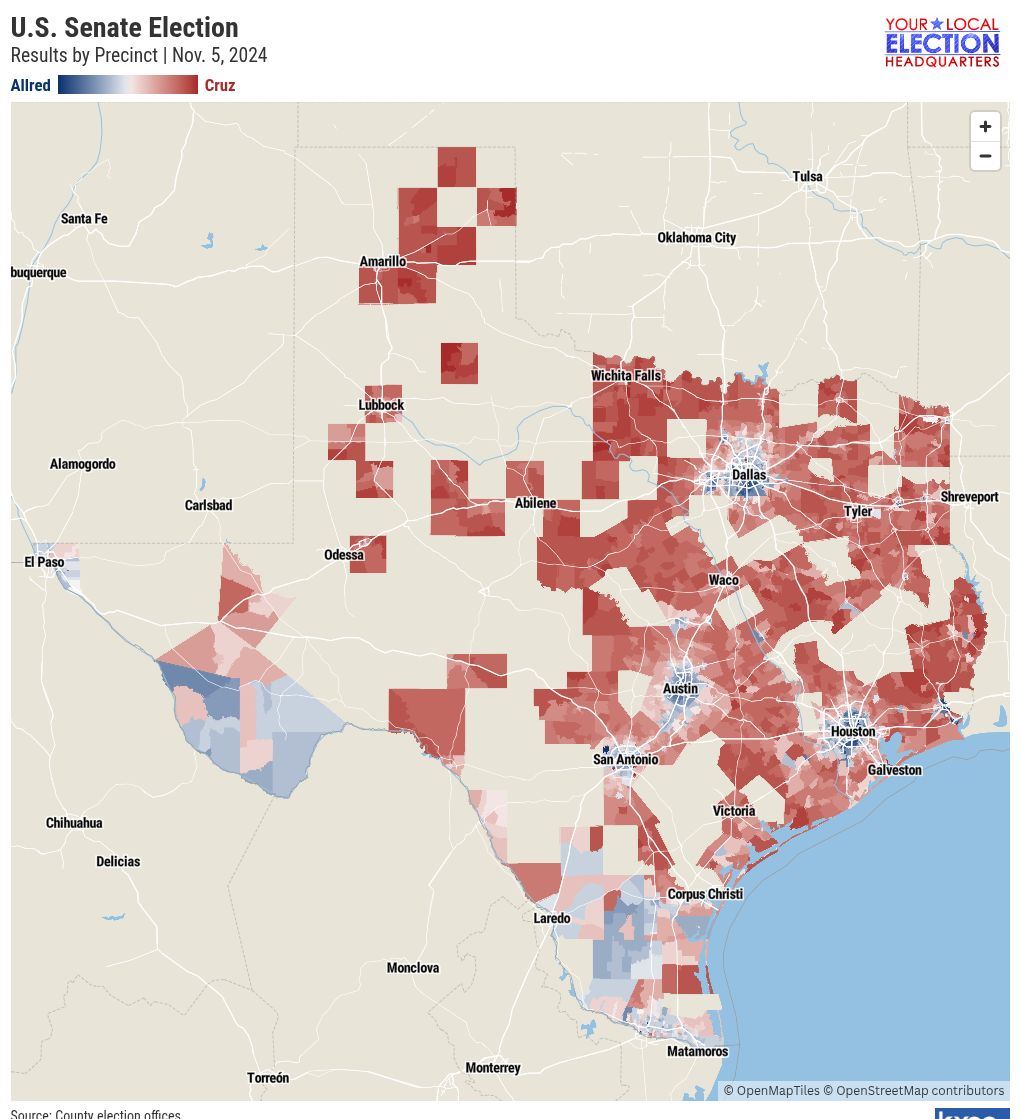 A Comprehensive Map Of How Texans Voted In The 2024 Senate Election AA1uF7hE.img