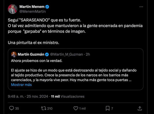 tweet guzmán vs menem