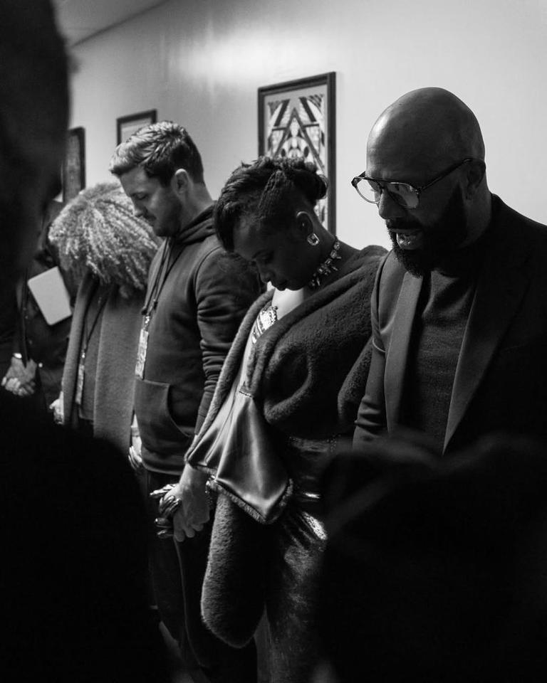 Common led a prayer circle backstage before the show as well