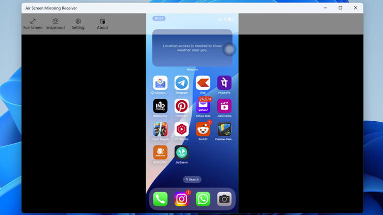 iPhone screen mirror on Windows PC using Air Screen app