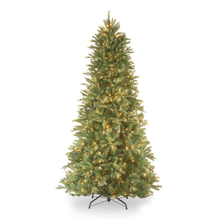 The Holiday Aisle® Tiffany Fir Slim Tree With Clear Lights & Reviews | Wayfair