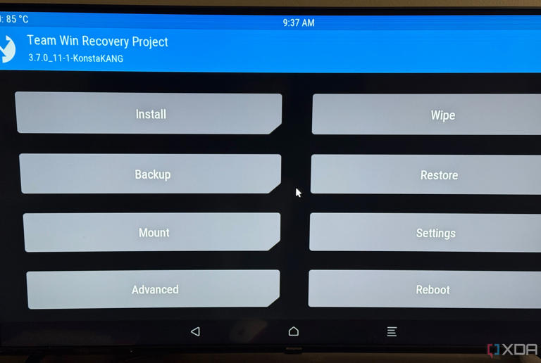 TWRP Recovery Main Menu