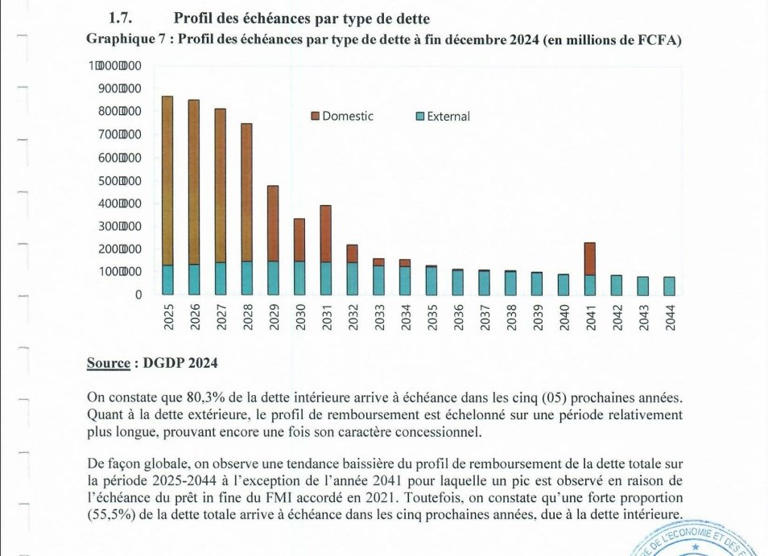 Capture d'écran de la page 413 du projet de loi des finances du Mali pour 2025, réalisée le 29 novembre 2024