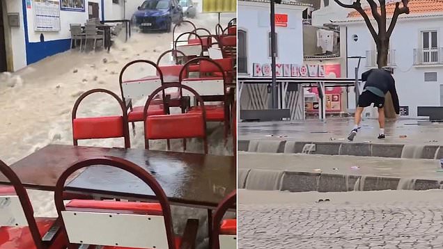 Algarve streets turn into raging rivers as heavy rains hit Portugal