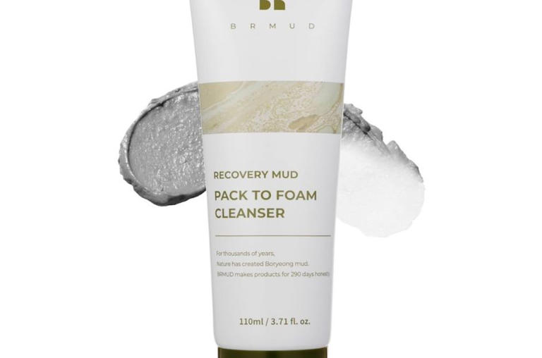 white bottle of brmud cleanser