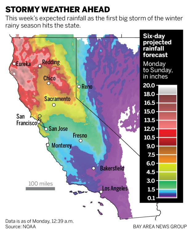 Atmospheric river heading into Bay Area, will bring first major storms of winter rainy season