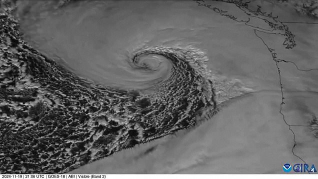 Satellite image shows impact of 'bomb cyclone'