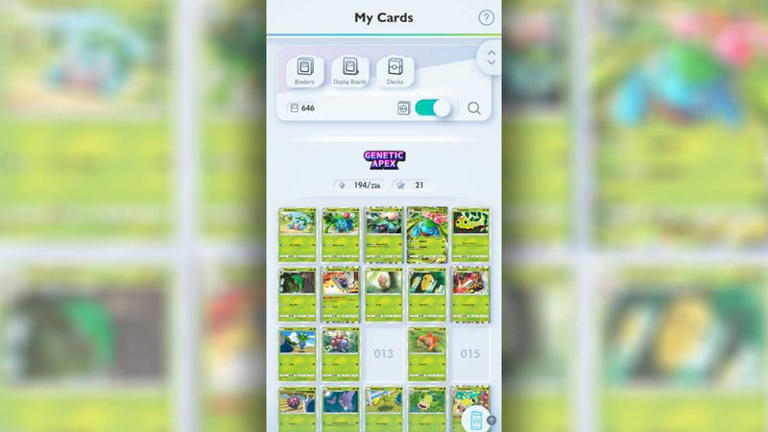 The My Cards screen.