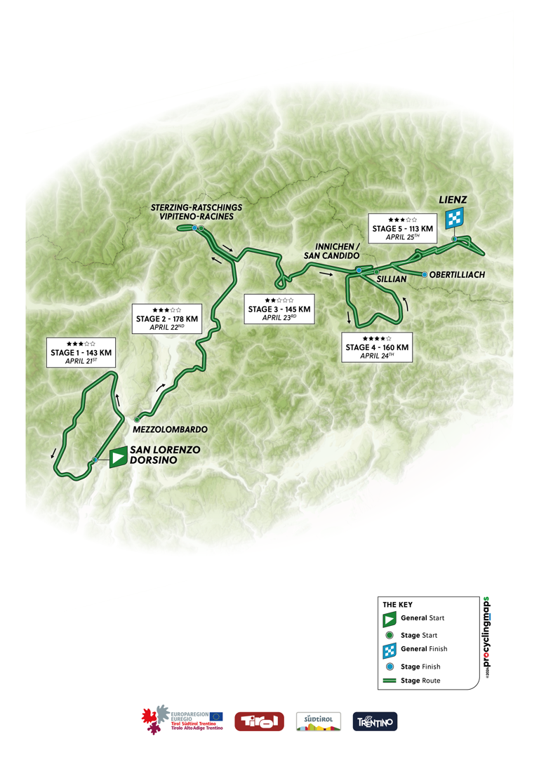 2025 Tour of the Alps includes 14,700m of climbing in just 739km and five days of racing