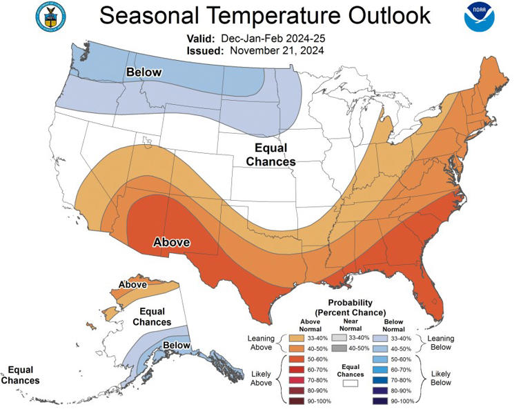 New NOAA winter forecast Does West Virginia have higher chances of