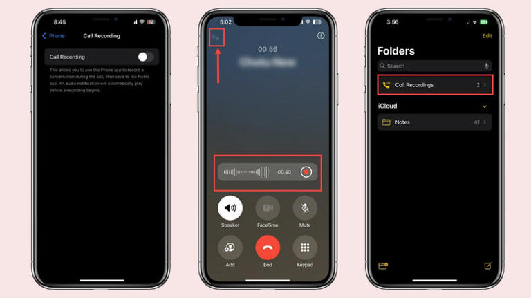 Enabling using call recording on an iPhone