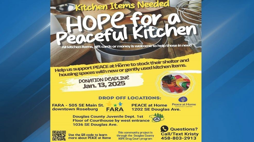 Douglas County H O P E Drug Court participant collecting kitchen items Douglas County H O P E Drug Court participant collecting kitchen items