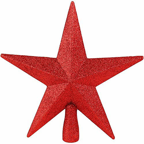 Ornativity Glitter Star Tree Topper - Christmas Red Decorative Holiday Trees Toppers Sparkle Bethlehem Star Decor Xmas Ornament 8