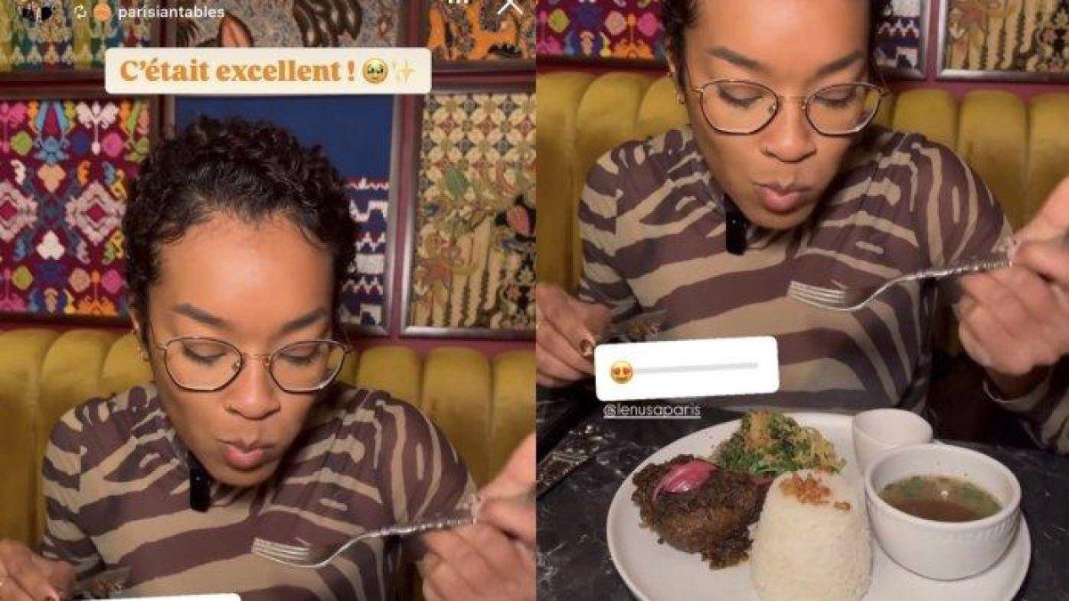 Food vlogger Paris saat mencicipi Nasi Kampur Le Nusa Paris. ((Instagram parisiantables))