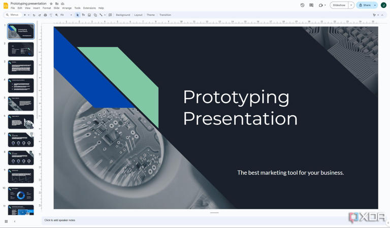 Screenshot of Google Slides without dark mode