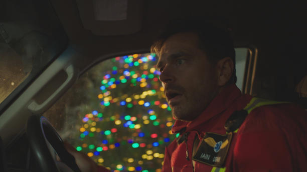 Shocked Iain sees something on the road ahead that causes him to swerve... (Image credit: BBC.)