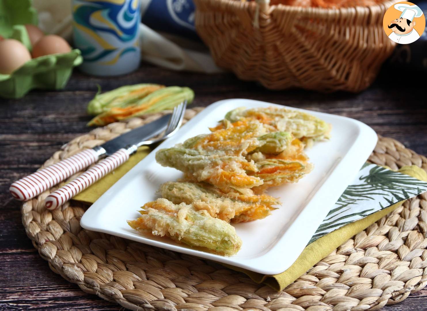 Gebratene zucchiniblüten, das rezept für teig mit sprudelwasser