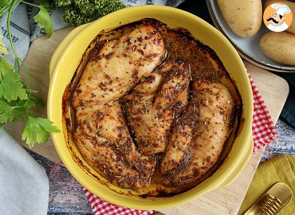 Gebackenes hähnchen mit honig und senf