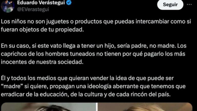 Eduardo Verástegui arremete contra Wendy Guevara por querer ser madre: 'Aberrante'. Foto: Captura.