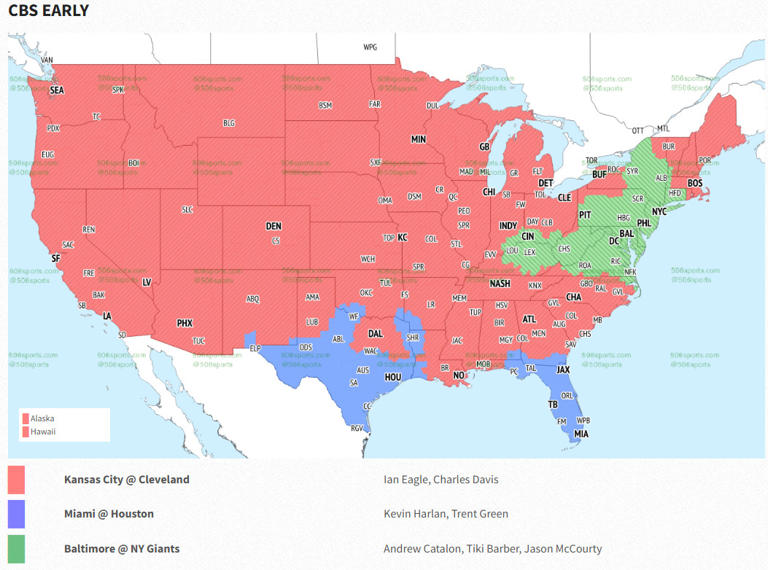 2024 NFL Season Week 15 Sunday TV coverage maps, open thread