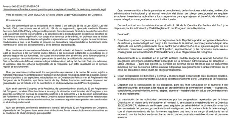 Peruanos pagaran con sus impuestos abogados de congresistas y excongresistas gracias a acuerdo de la Mesa Directiva del Congreso