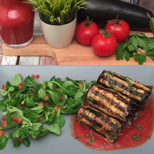 Auberginen Röllchen gratiniert