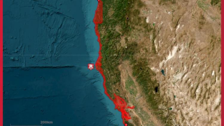 Tsunami warning in northern california