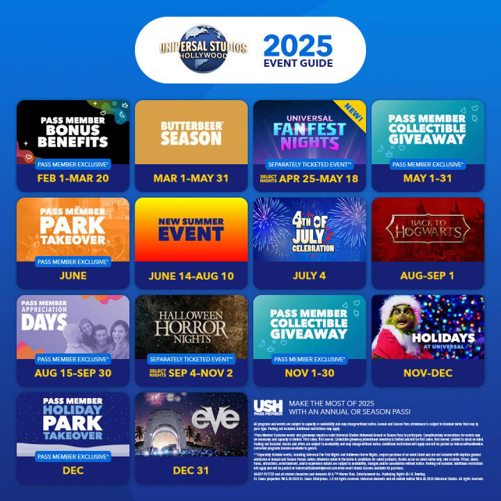 Universal Studios Hollywood shares 2025 event calendar