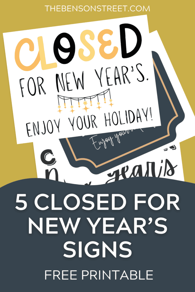 Free Printable Closed Sign for New Year's: 5 Designs for Free Printable Office Closed Signs