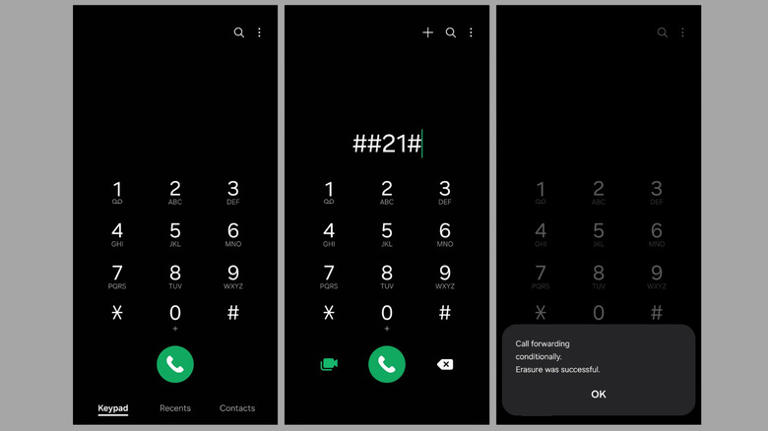 Disabling call forwarding with dial codes on Android phone