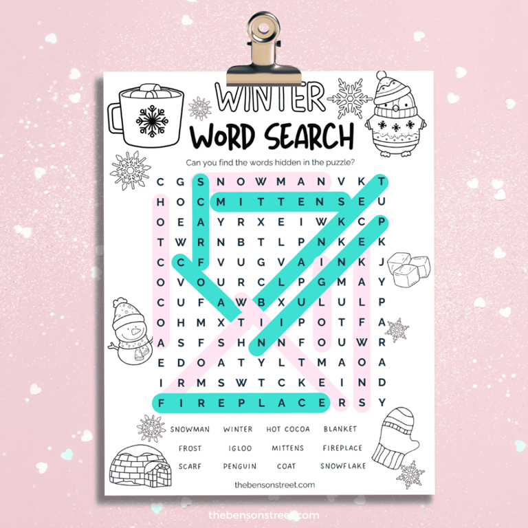 Free Winter Word Search Printable Game