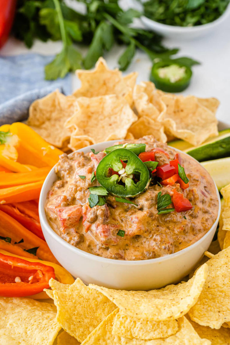 Rotel Dip With Ground Beef & Sausage