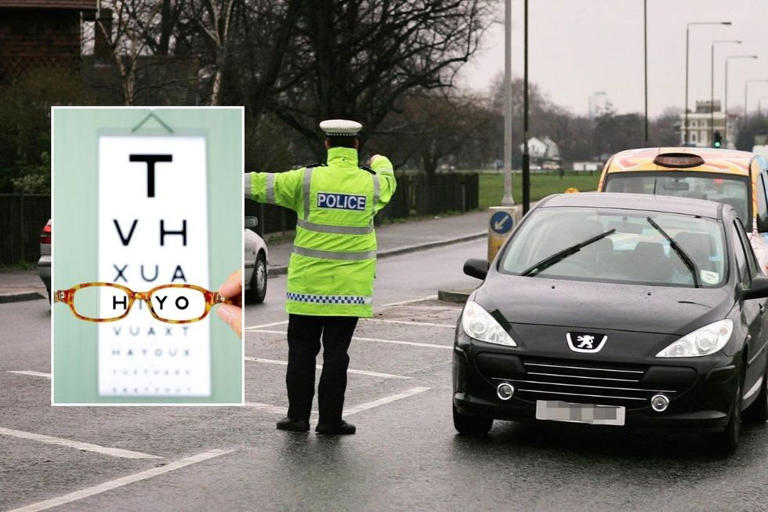 Eye chart and the police pulling a car over