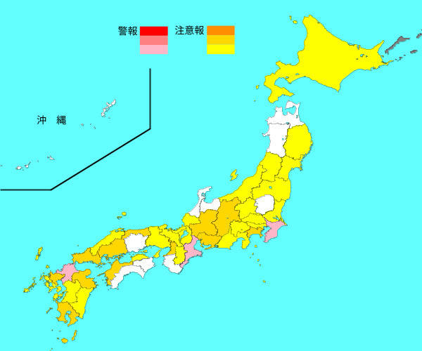 インフルエンザ患者の報告数（マップは国立感染症研究所のホームページから抜粋）