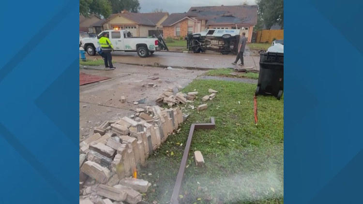 Damage To Homes, Flipped Usps Mail Truck In Sw Houston Caused By 