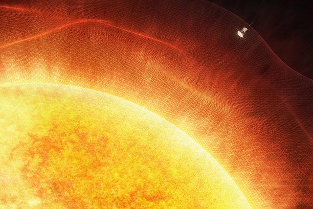 NASA/Johns Hopkins APL/Ben Smith Conceptual image showing the Parker Solar Probe as it is about to enter the solar corona.