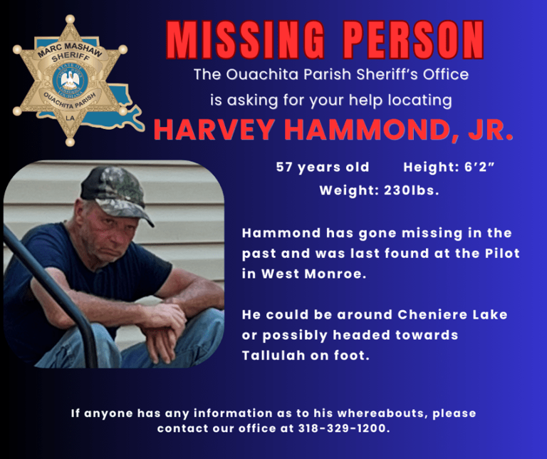 Missing Person Ouachita Parish Officials Searching For Missing 57 Year