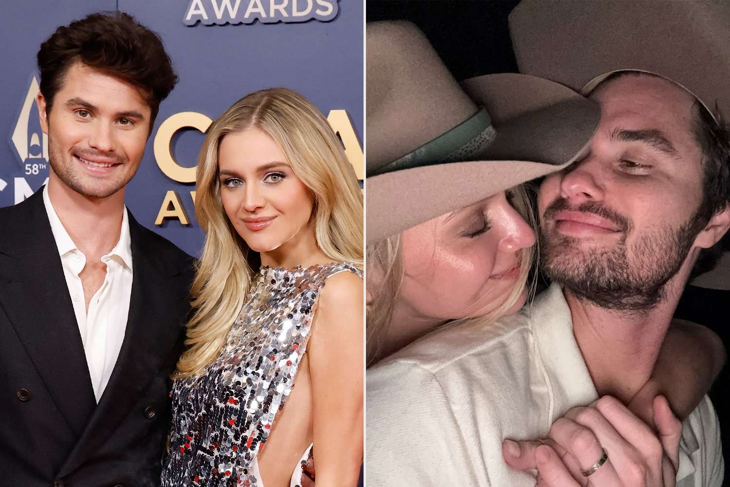 Taylor Hill/WireImage; Chase Stokes/Instagram Chase Stokes and Kelsea Ballerini in November (left); Stokes and Ballerini in his New Year's selfie