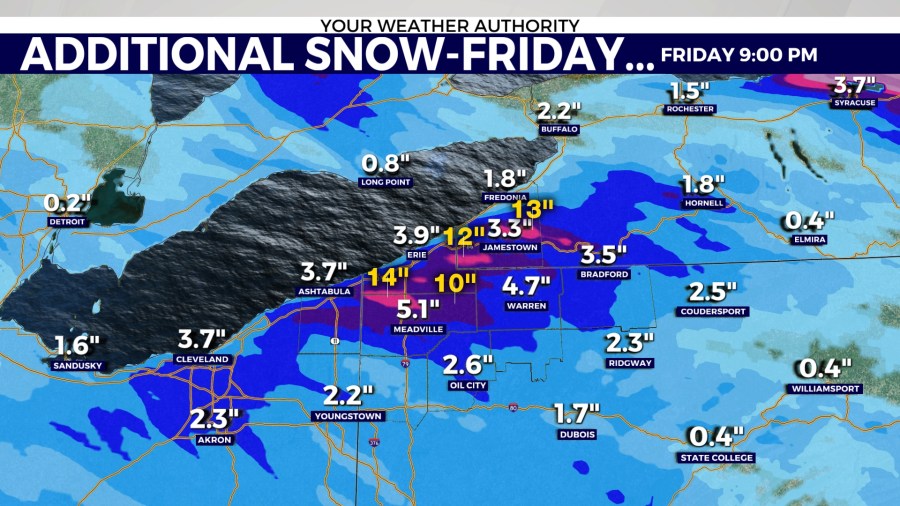 Lake effect snow warnings remain for area, here’s what to expect
