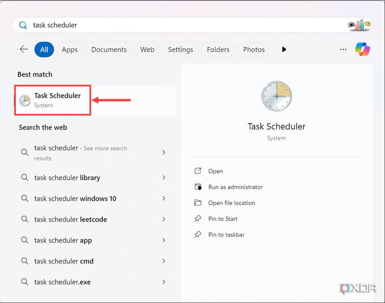 Screenshot of launching Task Scheduler