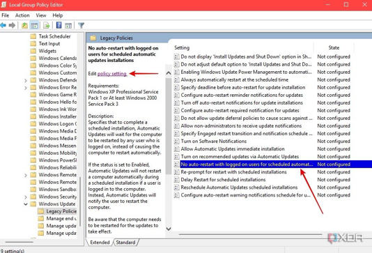 No auto-restart setting