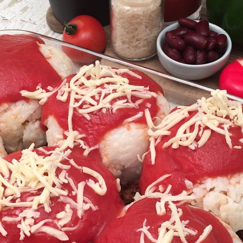 Hackfleisch in Reisbällchen