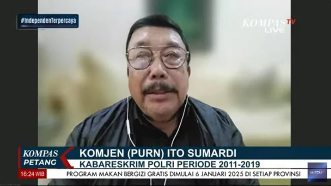Mantan Kabareskrim Polri, Komjen Pol (Purn) Ito Sumardi, dalam dialog Kompas Petang, Kompas TV, Sabtu (4/1/2025).
