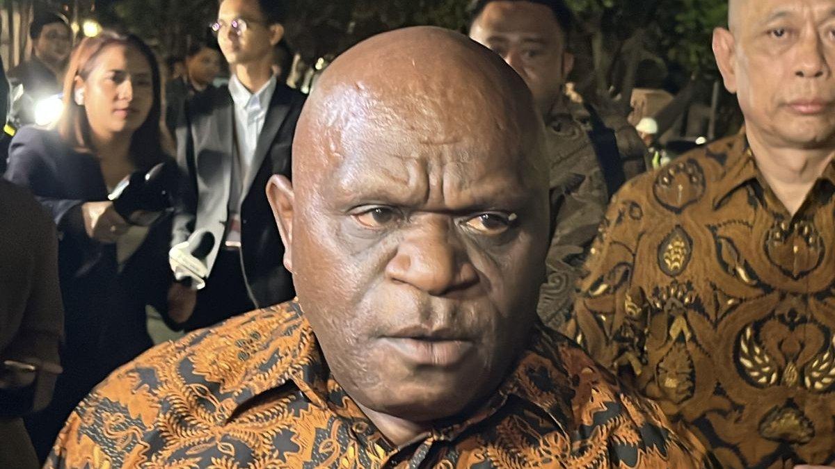 Natalius Pigai saat tiba di Kompleks Istana Kepresidenan Jakarta, Minggu (20/10/2024) malam. (KOMPAS.com / IRFAN KAMIL)